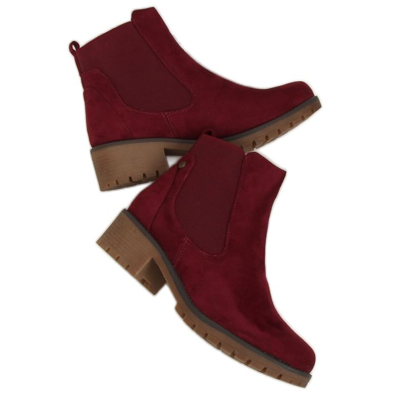 Burgund 8B902 Weinstiefel für Damen rot