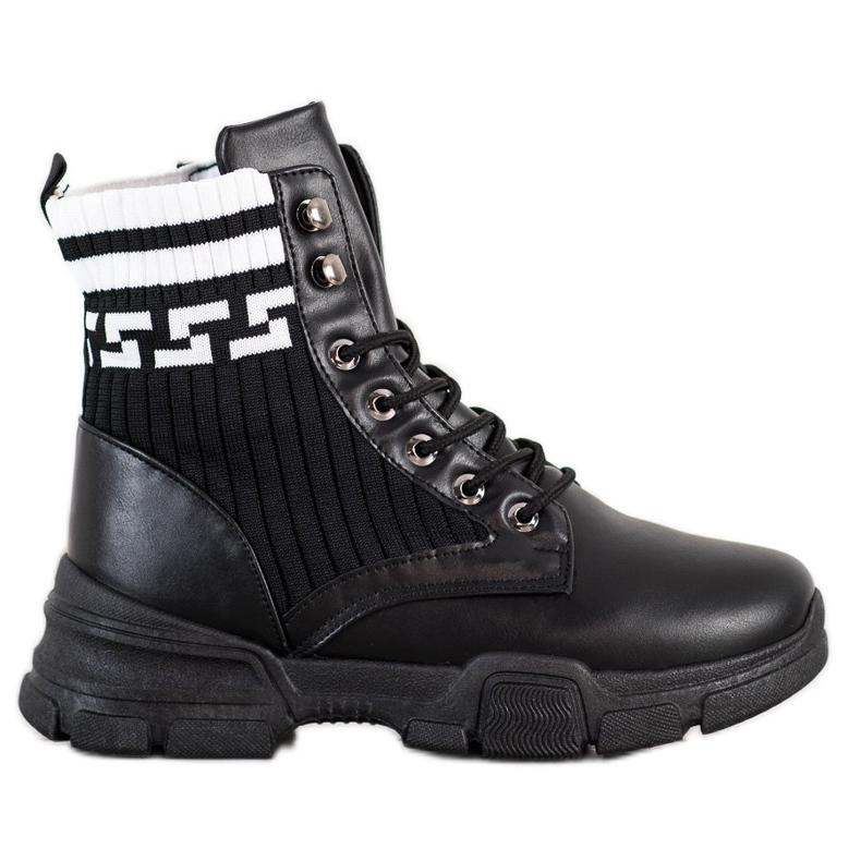 SHELOVET Modearbeiter mit Schnürung weiß schwarz