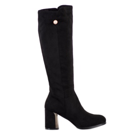 Gogo Elegante Stiefel mit Perle schwarz