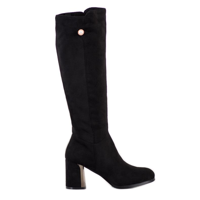 Gogo Elegante Stiefel mit Perle schwarz