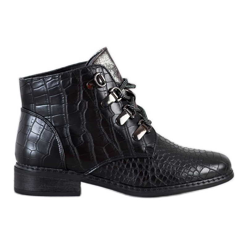 Goodin Elegante Schnürstiefel schwarz silber-