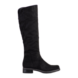 SHELOVET Schwarze Stiefel mit Zirkonia
