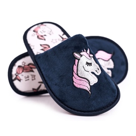 Kinderhausschuhe mit Einhorn Navy Blue Unicorn marineblau