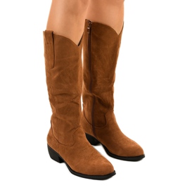 Camel Wildleder hohe Stiefel von Everalla Cowboy Boots braun mehrfarbig