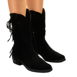 Schwarze Wildleder-Cowboystiefel am Arisaria-Reißverschluss