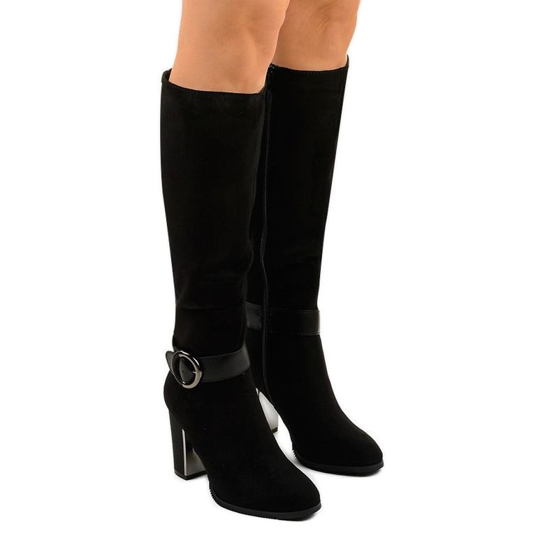 Schwarze Stiefeletten aus Öko-Wildleder Aebanise