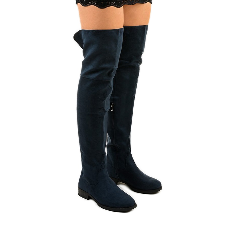 Wysless marineblaue flache Overknee-Stiefel navy blau