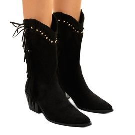 Schwarze Boho-Stiefel aus Wildleder von Loneflare