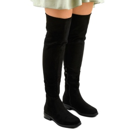 Schwarze flache Stiefelette mit langem Aeleos-Obermaterial