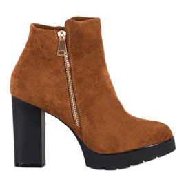 Small Swan Stiefel mit hohen Absätzen braun gelb