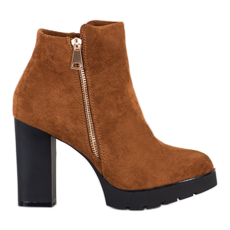 Small Swan Stiefel mit hohen Absätzen braun gelb