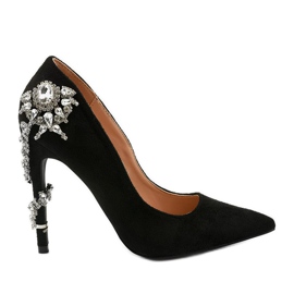 Klassische schwarze High Heels mit Dreamllerr Zirkonia