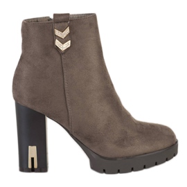 Bestelle Wildlederstiefeletten mit Ornament grau