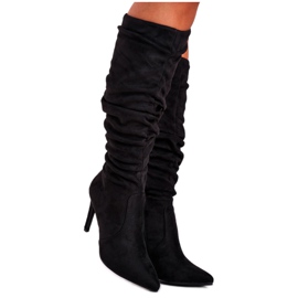 SEA Damenstiefel auf High Heel Wildleder Schwarz BM217 Dynamic