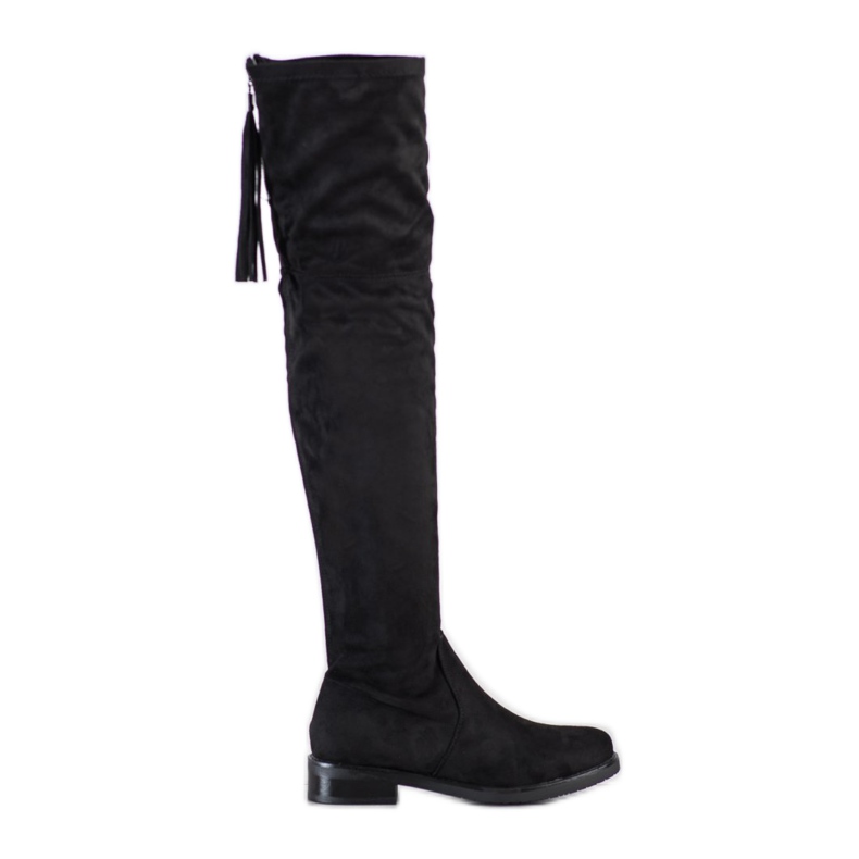 Bestelle Overknee-Stiefel mit Fransen schwarz