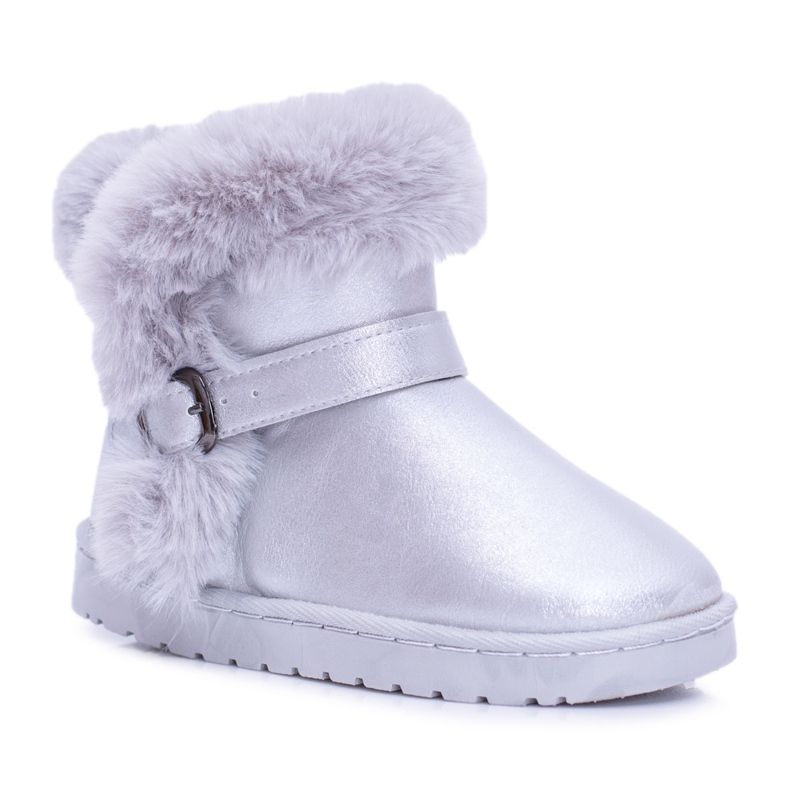 FRROCK Warme Kinder-Schneestiefel mit Fell Silver JellyBeans silber-