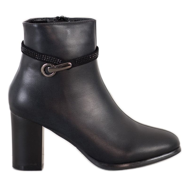 Sabatina Elegante Stiefel mit Ziergürtel schwarz