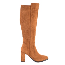 Sabatina Stiefel aus Wildleder in Kamel braun mehrfarbig