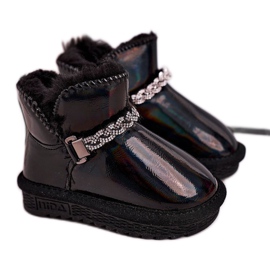 Apawwa Kinder Schneestiefel mit Fell Petrol Black Princess schwarz