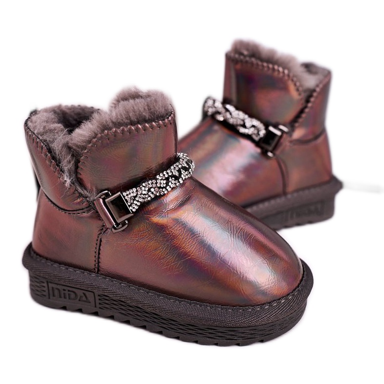 Apawwa Schneestiefel für Kinder mit Fell Petrol Grey Princess mehrfarbig