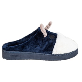 Bona Rentierhausschuhe beige weiß marineblau