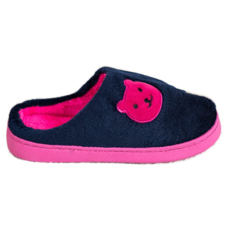Bona Warme Hausschuhe navy blau rosa