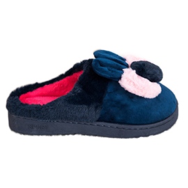 Bona Marineblaue Hausschuhe mit Beschädigungen rosa