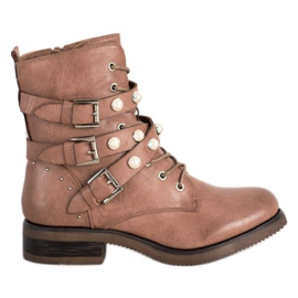 Super Me Stiefel mit Perlen braun