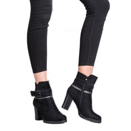 Queentina Elegante Wildlederstiefeletten schwarz silber-