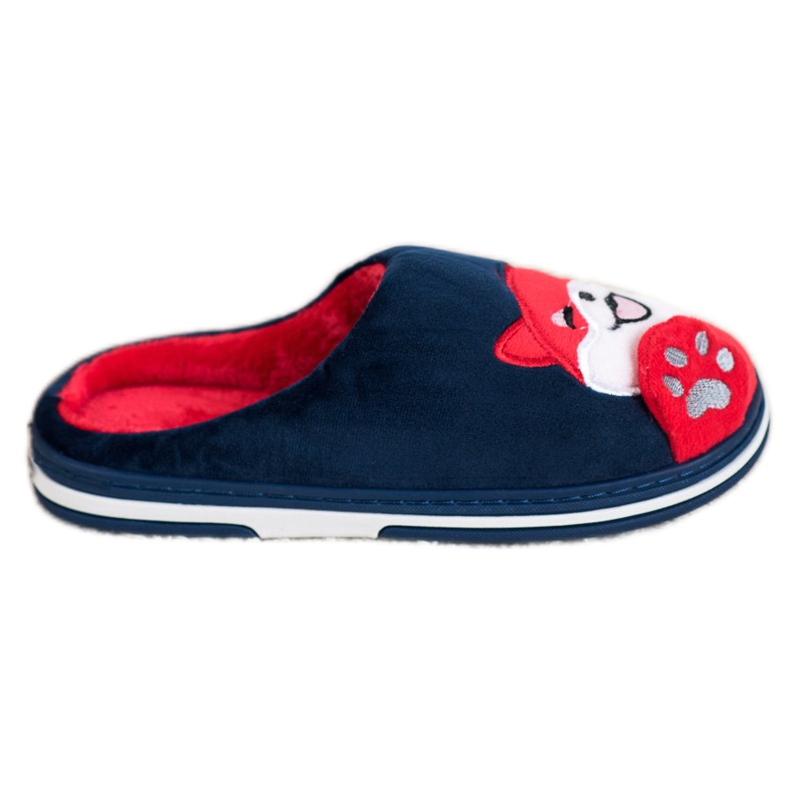 Bona Willkommen Zuhause Hausschuhe weiß rot navy blau