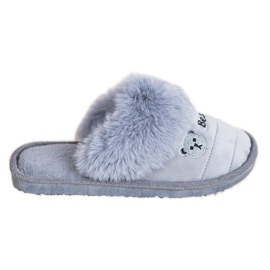 Bona Hausschuhe mit Bärenfell grau