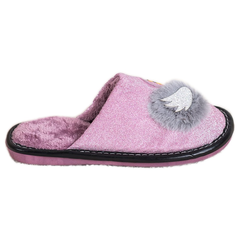 Bona Stilvolle Hausschuhe mit Applikation violett silber- grau