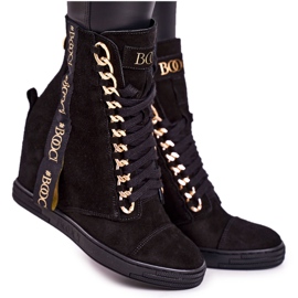 Damen Wildleder Sneakers mit Band BOOCI 2222/543 / z Schwarz