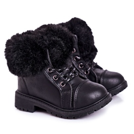 Warme Kinder-Trapper mit Fell Schwarz Nella