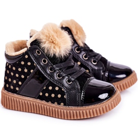 Linshi Warme Stiefel für Kinder Sneakers in Polka Dots Schwarz Anastasia