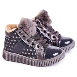 Linshi Kinder warme Stiefel Turnschuhe in Punkten graue Anastasia