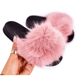 Rosa Fashionista Pelzhausschuhe für Kinder