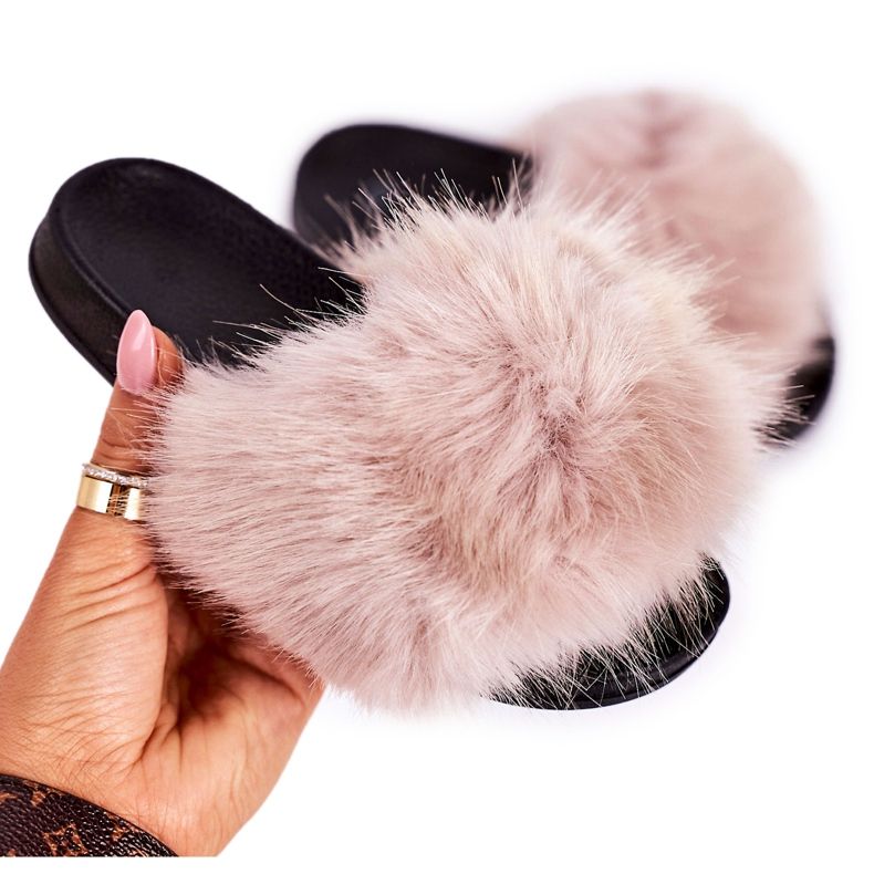 PS1 Beige Fashionista Pelzhausschuhe für Kinder