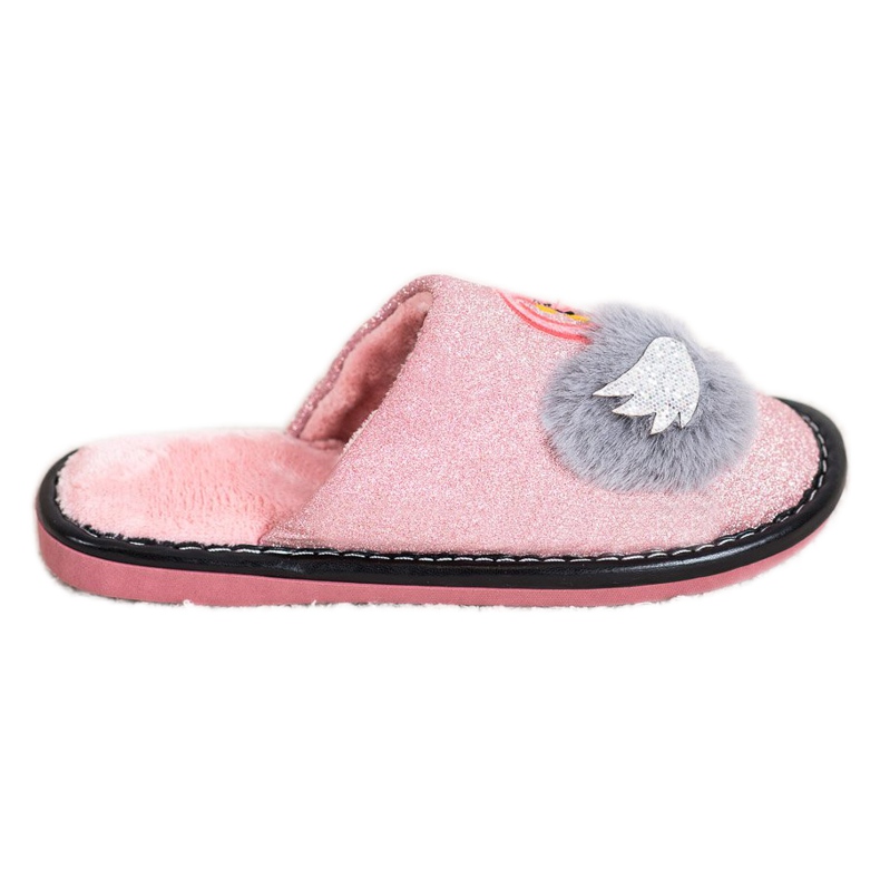 Bona Stilvolle Hausschuhe mit Applikation rosa