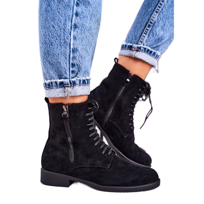 PJ1 Klassische warme Wildlederstiefel für Damen Black Simplicity schwarz