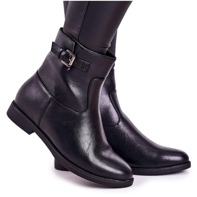 PJ1 Halbwarme Stiefel in Schwarz für Damen mit Schnalle