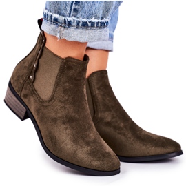 PJ1 Klassische Chelsea-Stiefel für Damen Wildleder Dunkelgrün Walker-Stiefel khaki