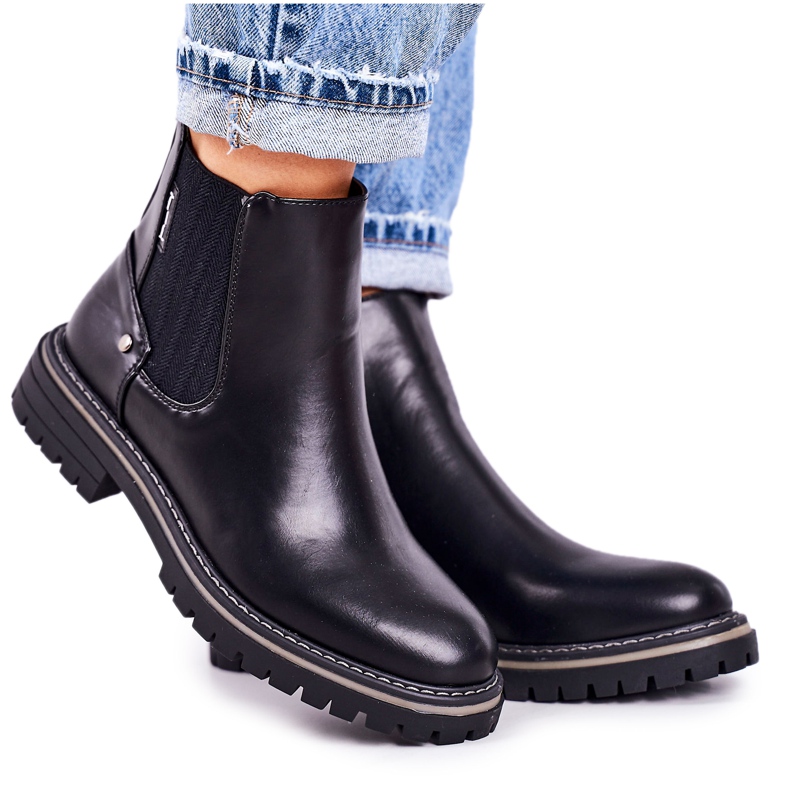PJ1 Warme Chelsea Boots für Damen Black Traveller Boots schwarz