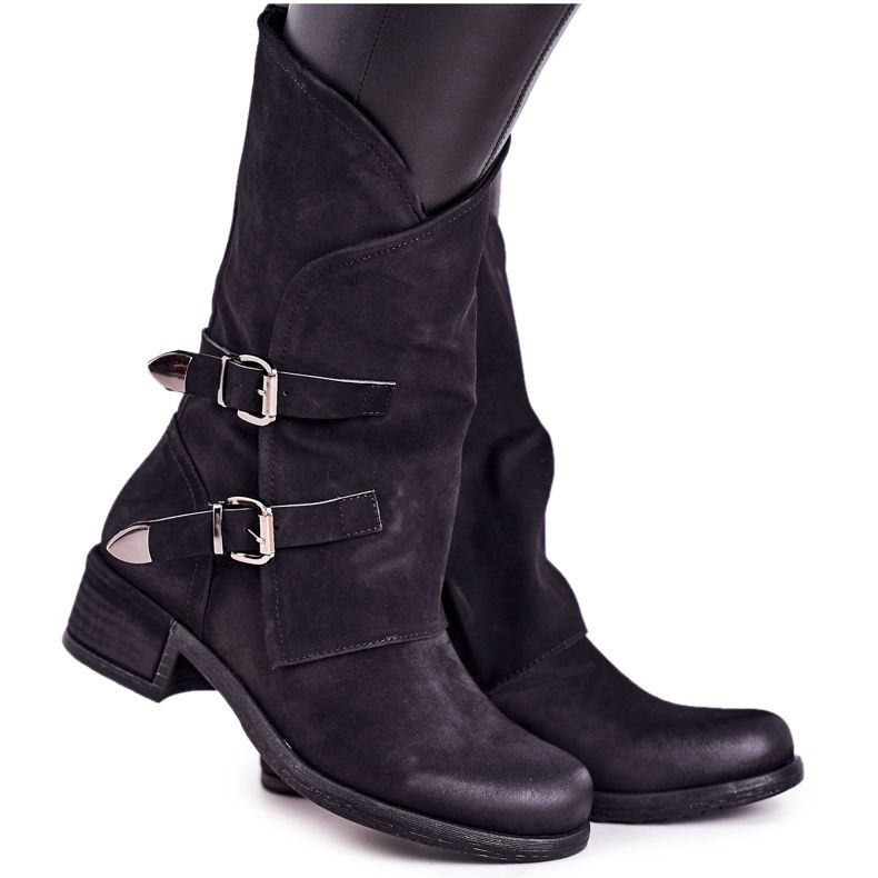 PS1 Warme Stiefel für Damen mit Schnallen Schwarz Cassidy