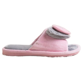Bona Warme Hausschuhe mit Herz pink grau