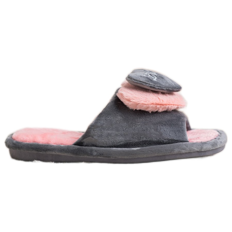 Bona Warme Hausschuhe mit Herz rosa grau