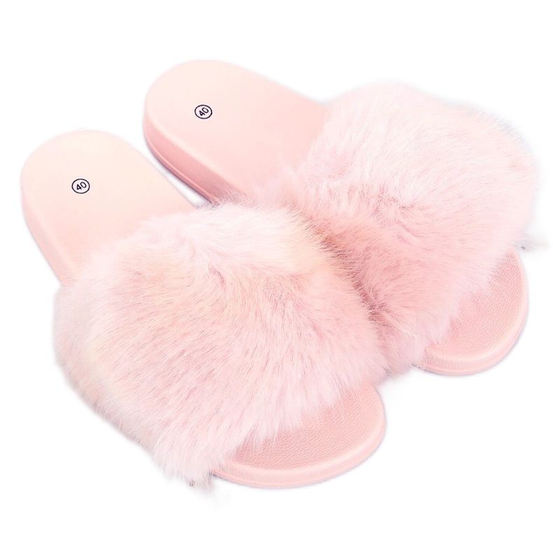 Hausschuhe mit Fell hellrosa CK107P L.PINK