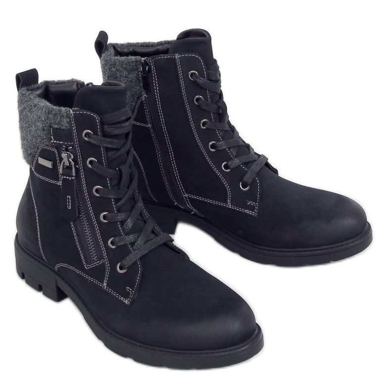 Schwarze Holzstiefel für Damen 4058 Black