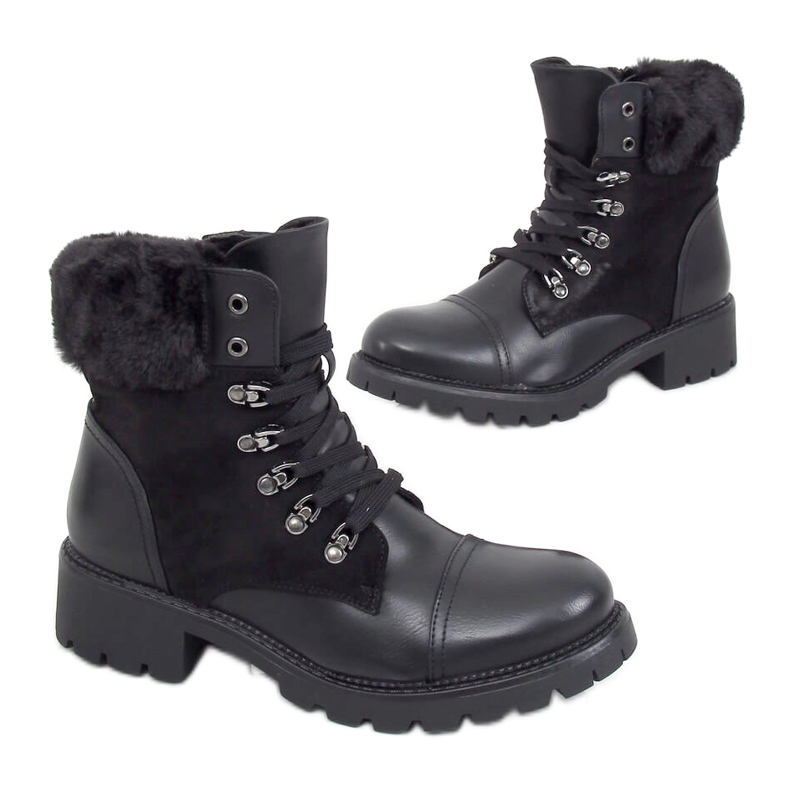Schwarz Schnürstiefel 4063 Schwarz