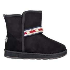 Bona Mukluki mit Zierstreifen schwarz